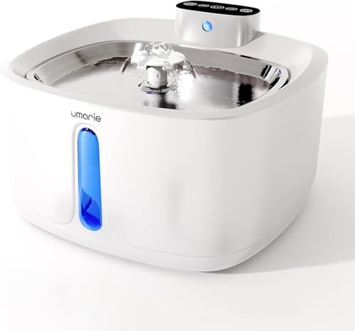 Fuente para Gatos Sin Cable con Sensor de Movimiento - 3,2L Ultra Silenciosa (25 dB) Bebedero Gatos y Perros pequeños, Inalambrico, Batería Recargable 4000 mAh, Acero Inoxidable, Filtro Carbón