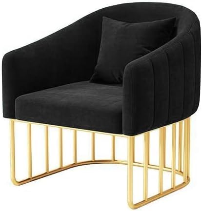 Umatou Modern Accent Velvet Chairs Comfy Upholstered Arm Chair Single Sofa With Golden Metal Frame Legs For Living Room Visitor Room (Black)
