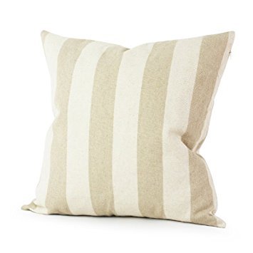 LAVIEVERT Decorative Ramie Cotton Square Throw Pillow Cover Cushion Case Handmade Taupe and Khaki Stripe Toss Pillowcase with Hidden Zipper Closure 20 X 20 Inches (for Living Room, Sofa, Etc)
