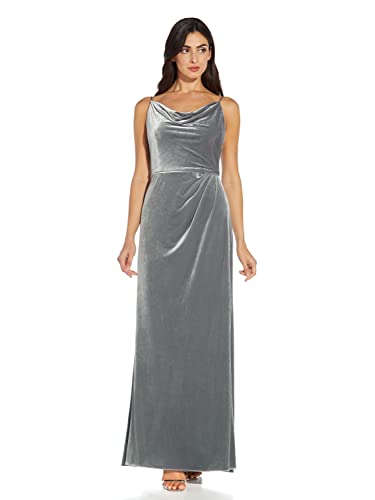 Adrianna Papell Women's Cowl Neck Velvet Gown, Silver, 10 #TOP2