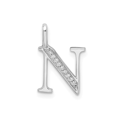 Colgante oro blanco 14k letra N inicial bloque con diamantes Jewelry Affairs 15x10mm