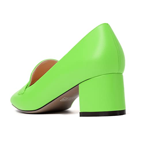 Image of MODENCOCO Womens Square Toe Slip On Comfortable Casual Matte Work Chunky Low Heel Loafers Shoes 2 Inch