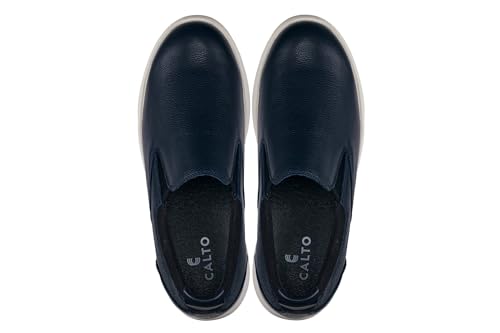 CALTO Men's Invisible Height Increasing Elevator Loafers - Dark Slate Blue Lightweight Slip-on Casual Loafers - 2.8 Inches Taller - J1421 - Size 7 D(M) US4