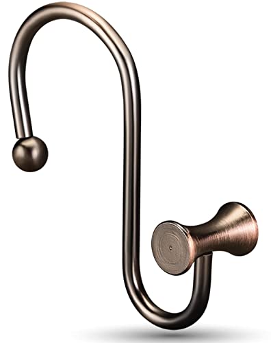 CandyGrid Bronze Duschvorhanghaken Ringe, T-Bar Vintage Metall Dekorative Duschvorhanghaken Rostfrei, Duschvorhangringe Bronze für Badezimmer Duschstange 12er Set, Ölgeriebene Bronze Cover