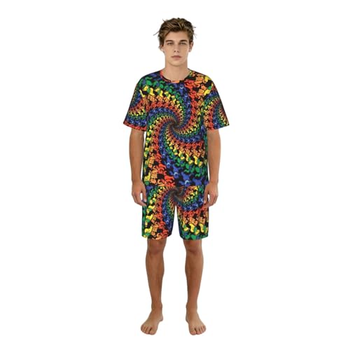 Ensemble de pyjama court homme tie dye idéal pour les nuits d'été