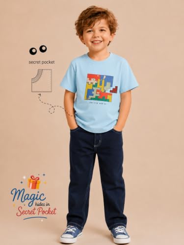 Image of Pilolo Kids Soft Cotton Lycra Pocket T-Shirt for Boys - (Combo Pack of 2)