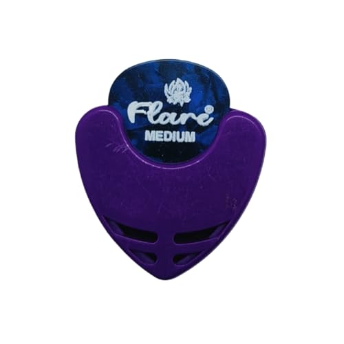 Flare Stick-On Guitar Pick Holder with 10 Multicolor Picks | Celluloid Picks for Acoustic, Electric Guitar, Bass & Ukulele | Convenient Adhesive Holder for Easy Access