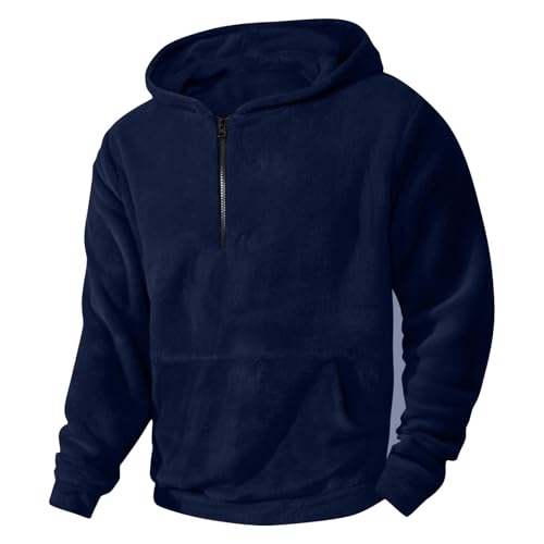Mens Quarter Zip Sweatshirt Fashion Long Sleeve Fleece Warm Fall Winter Outdoor Pullover Tops Solid Color Hoodies3