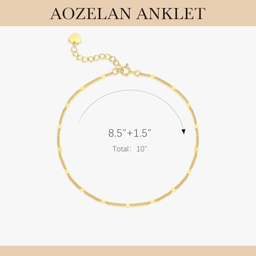 14K Gold Anklets for Women Gold Anklet Ankle Bracelets for Women Thin Ankle Bracelet Cuban Chain with Spaced Tiny Disc Cuban Link Anklets for Womens 10(8.5+1.5) Inches2