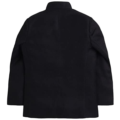 Image of Hopscotch Boys Regular Fit Faux waistcoat Cotton Solid Faux Blazer and Pant Set in Black Color