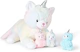 Snugy Babies 5 en 1 Peluche de Animal 1 Peluche Gigante con 4 bebés Dentro de la Barriga (Gato Unicornio)