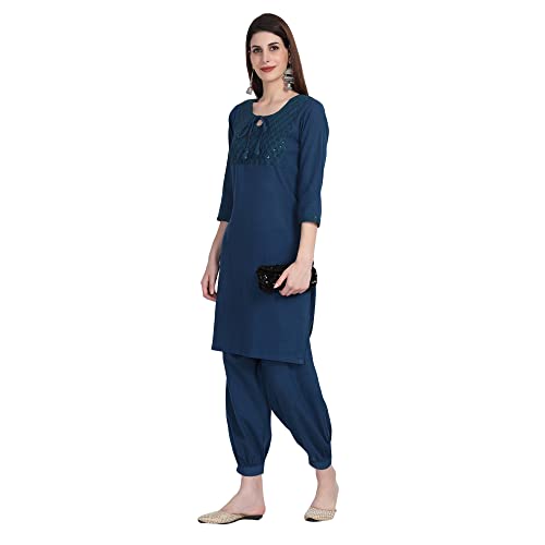 Image of Women Kurti Set With Salwar | Cotton Short Kurta