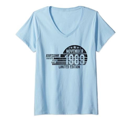 Regalo De Cumpleaños, Impresionante Desde Noviembre 1989 Camiseta Cuello V