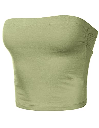 Image of Women's Shapewear Tube Tops Strapless Ruched Built-in Shelf Bra Casual