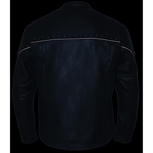 Image of Milwaukee Leather Men's Black Cowhide Quilted Pattern Scooter Style Racing Jacket MLM1545