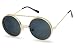 Round Circular Django Flip-Up Steampunk Inspired Metal Two in One Sunglasses (Gold | Smoke Lens, 53)