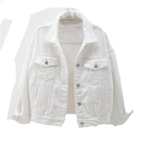 Manteau court en jean blanc femme veste denim loose décontractée taille m