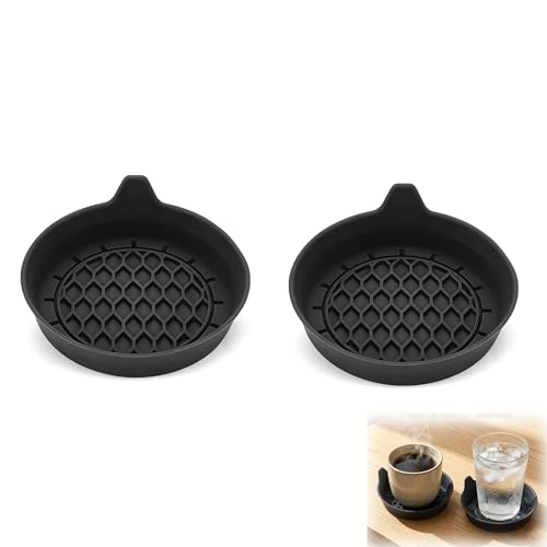 Image of Car Cup Holder Coaster, 2 Pcs Car Coasters for Cup Holders, 3.23 inch Universal Non-Slip and Spill-Proof Vehicle Cup Mats, Waterproof Interior Accessories for Most Cars, Black