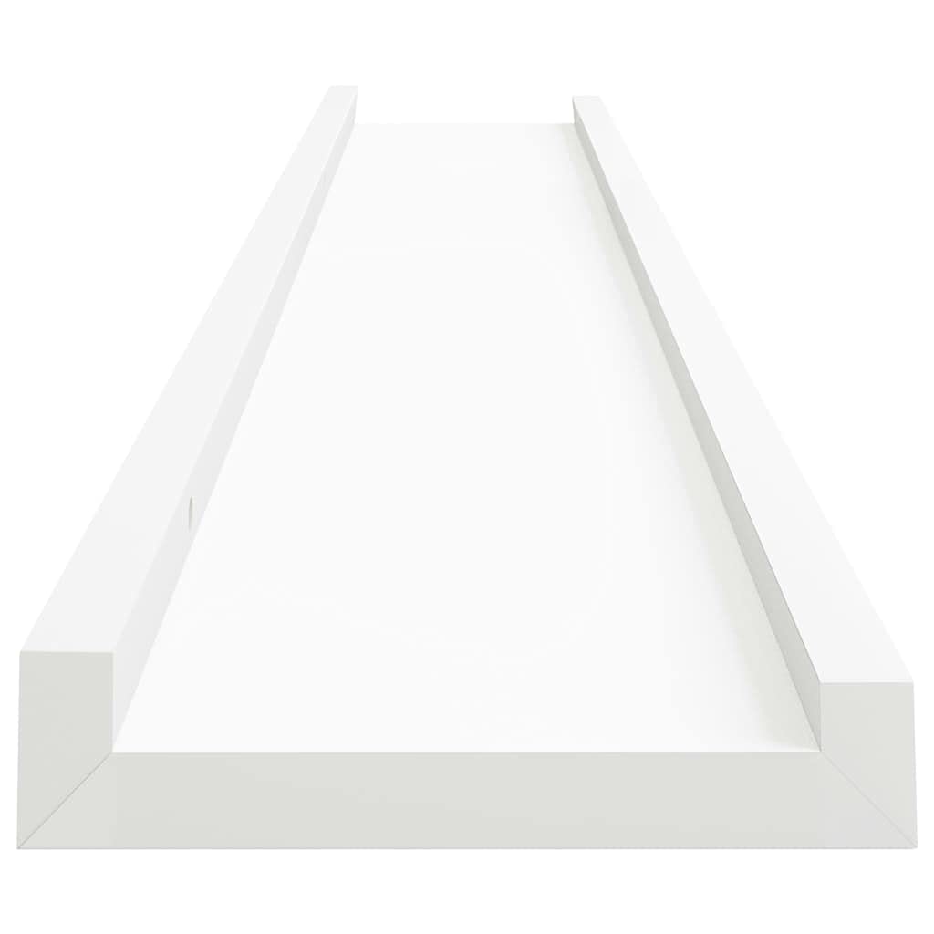 Mensole per Quadri 2 Pezzi, Scaffali da Parete in MDF Bianco, Mensola per Foto, Design a U con Bordo Anticaduta per Cornici e Decorazioni, per Soggiorno, Studio, Bagno, Cucina, 80x9x3cm