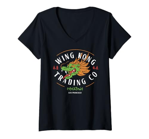 Womens Funny Wing Kong Trading co Unisex for Men's, Women V-Neck T-Shirt