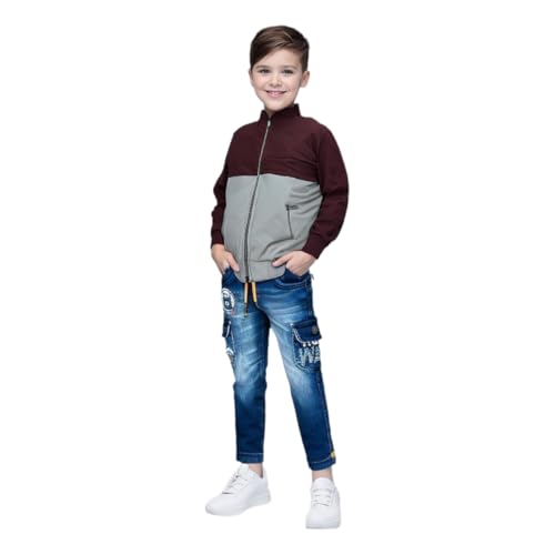 Image of HRKK Kids Windcheaters Solid Polyester Blend Jackets for Boys and Girls |