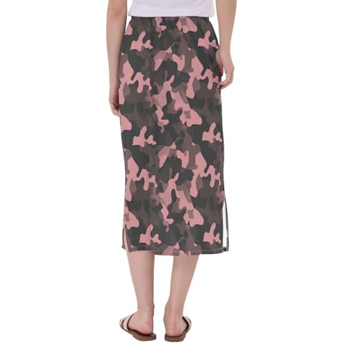 Womens Trendy Elastic Midi Half Skirt Weekend Split Beach Skirt3