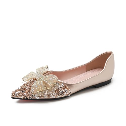 Flats Shoes Women Rhinestone Wedding Flats Comfort Pointed Toe Ballet Flat Shoe Low Heel Dress Shoes Sparkly Flats for Women2