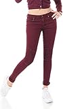j207 key Sexy Skinny-Jeans mit Crinkle Partien in bordeaux