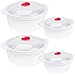 Produktbild BELLE VOUS 4 tlgs Mikrowellengeschirr mit Deckel Kunststoff Set - 800-1300 ml BPA-Freie Runde Reiskocher Mikrowelle Kochtöpfe mit Dampfregelventilen - Gefrierschrank- & Spülmaschinenfest