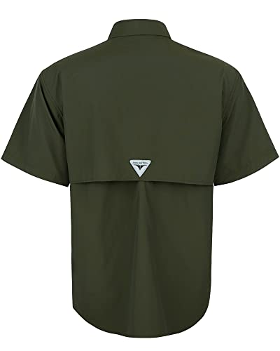 Image of Alimens & Gentle Short Sleeve Fishing Shirt Wicking Fabric Sun Protection Casual Button Down Shirts
