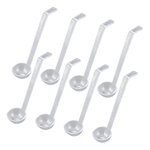 8 Pcs Small Clear Plastic Ladles Long Handle Serving Sauce Ladles Salad Dressing Ladles Punch Bowl Ladle Mini Cooking Ladle Soup Spoons for Gravy Toppings Fruit Juices