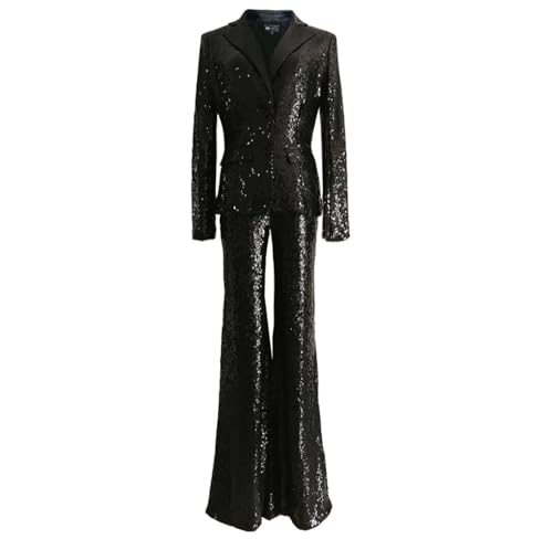 Women's Suit Sequins Single Breasted Button Jacket Pants Set for Party Night 2-Piece Tuxedos4