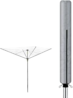 WINSOME Rotary Washing Line Cover Waterproof Polyester Fabric with Zip - Heavy Duty Rotary Clothes Line Cover - Weather Resistant Rotary Line Cover - Garden Rotary Dryer and Airer Cover | Silver