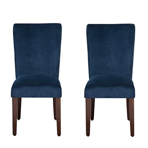 Image of HomePop Parsons Classic Upholstered Accent Dining Chair, Set of 2, Navy Velvet