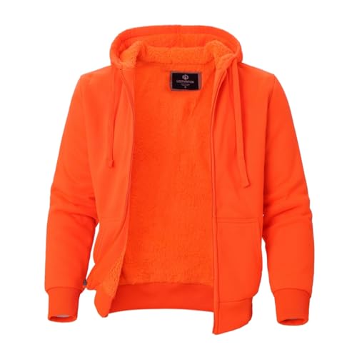 Image of LeeHanTon Sherpa Lined Hoodies for Men Heavyweight Full Zip Up Sweatshirt Thick Fleece Winter Warm Work Jackets Plus Size