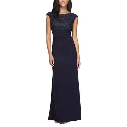 Image of Alex Evenings Women's Long Cowl Back Mother of The Bride Dress, Formal Event, Wedding Guest Gown (Petite and Regular Sizes)