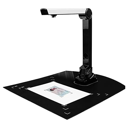 A4-dokumentkamera 12 megapixelobjektiv, bok- och dokumentskanner med LED-lampor och OCR flerspråkig igenkänning, bärbar skanner för onlinelärarkontor i klassrummet