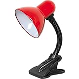 Luminária Articulada de Mesa com Presilha Tipo Clip para Estudo e Escritório – Ajustável e Econômica (vermelho)
