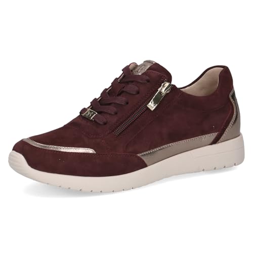 CAPRICE Baskets Basses Femme en Cuir avec Fermeture éclair, Rouge (Bordeaux Comb), 40 EU
