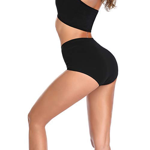 Image of Women's High Waist Cotton Underwear Soft Brief Panties Decorated with Lace Regular and Plus Size