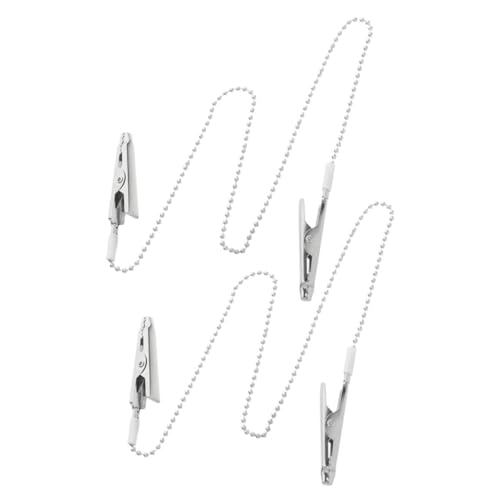 SHINEOFI 2 pièces Pince Serviette Table Inox Clip Porte-bavoir Flexible pour Adultes et Seniors Chaîne Attache Serviette Pratique pour Bureau Salon et Domicile...