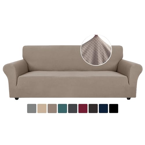 Ystyle Funda Sofa 4 Plazas, Ajustables Fundas Sofa Elasticas, Protector Sofa Gatos Arañazo y Perros Mascotas, Funda de Sofá con Reposabrazos Antideslizante Antimanchas Lavable, Arena