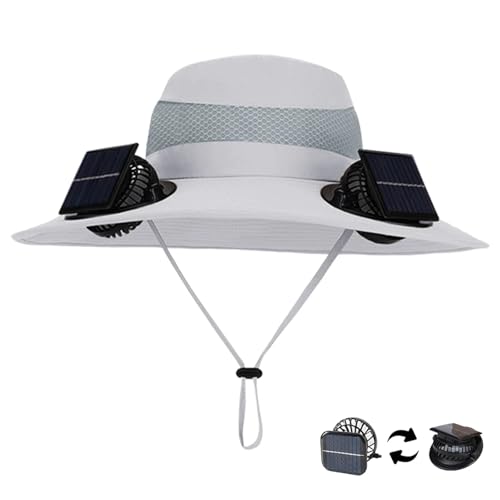 Chapeau à large bord contre la chaleur homme double ventilateur solaire