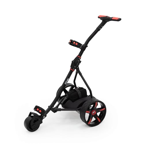 M.Y Pro Series Electric Golf Trolley | 36 Hole Battery Lithium Golf Cart | 9 Speed Auto Distance Function | Easy To Assemble | Over 100 Free Accessories (Lithium Battery Red)