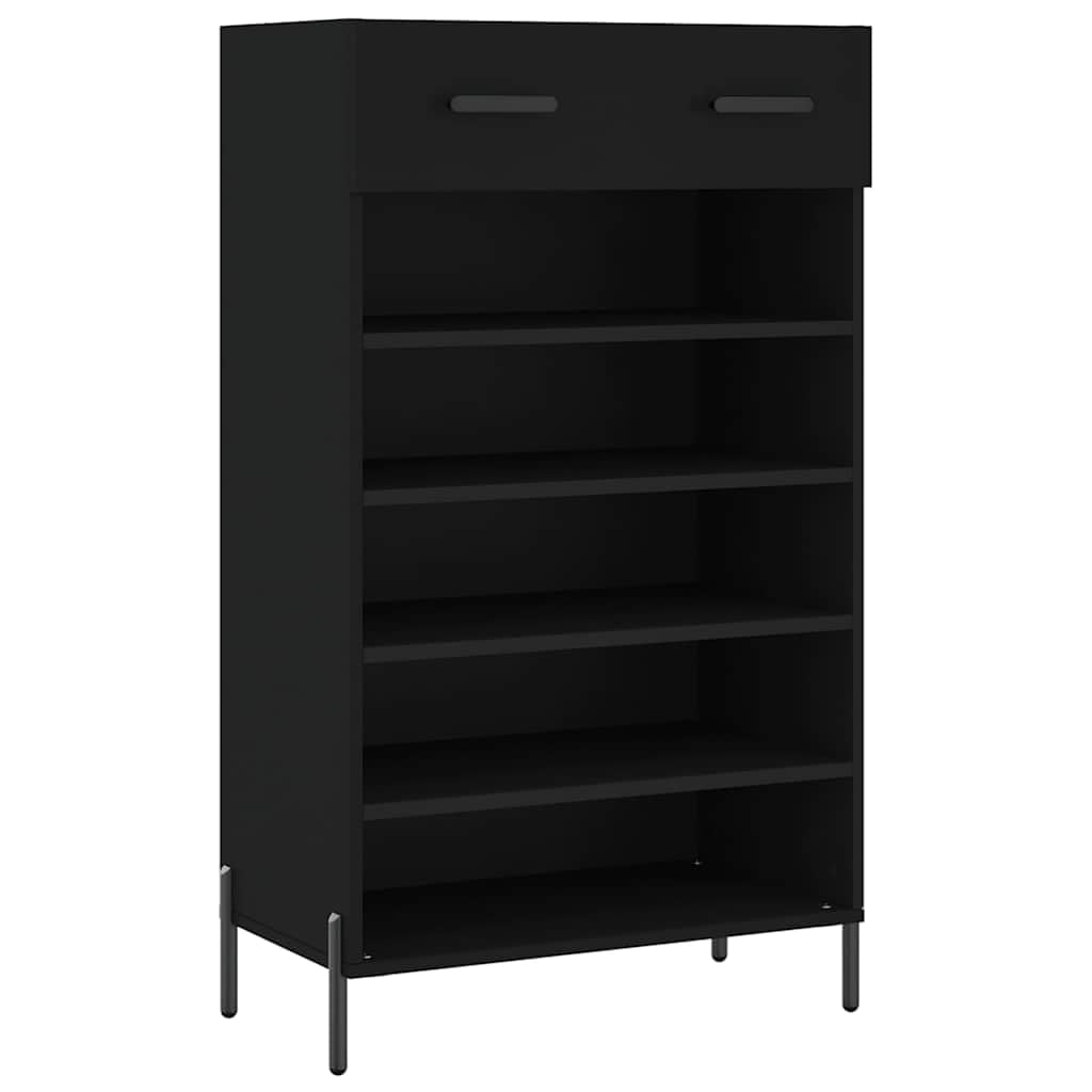 Armoire à chaussures noir de style industriel pour rangement entrée bois