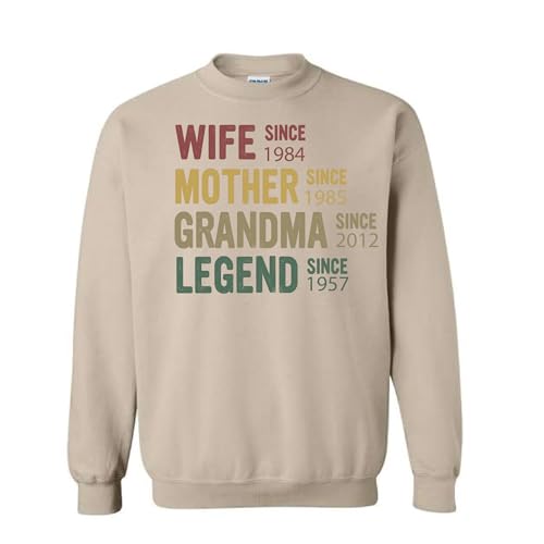 Custom Wife Mother Grandma Legend Since Shirt, Vintage Family Timeline Design Sweatshirt Hoodie, Family Matching T-Shirt Gift For Parents Grandparents, Personalized Chronological Line OF Grandma Tee3