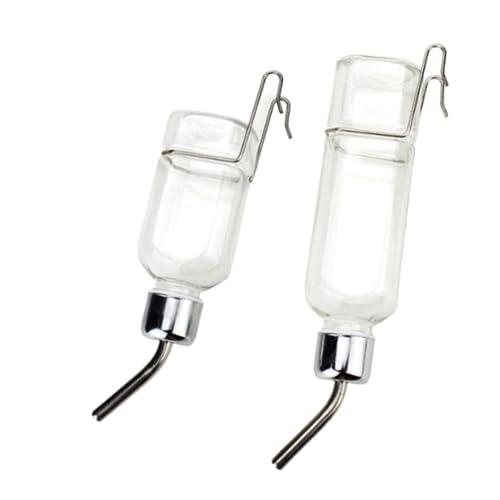 2 Pcs Pet Cage Water Bottle No Drip Small Animal Water Bottle, Hanging Waterer for Rabbit, Guinea Pig, Hedgehog, Squirrel, Rat, Chinchilla, Hamster Dispenser Bottle
