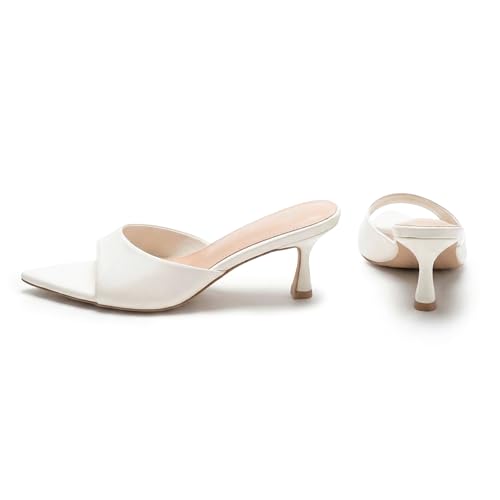 Image of Arromic Womens Kitten Heel Sandals,Pointed Round Open Toe Slides 5mm high elastic latex Sexy 2.3 Inch Stiletto Heeled for Party Wedding Daily