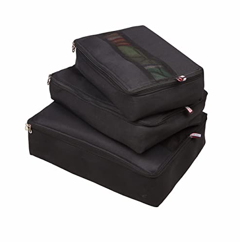 IMAWORKS Travel Organizer 3 Set Packing Cubes Travel Luggage Packing Organizers Set Cloth Storage Bags (Large, Medium and Small Cube, Black, Laminated Fabric) IMAWORKS Travel Organizer 3 Set Packing Cubes Travel Luggage Packing Organizers Set Cloth Storage Bags (Large, Medium and Small Cube, Black, Laminated Fabric)