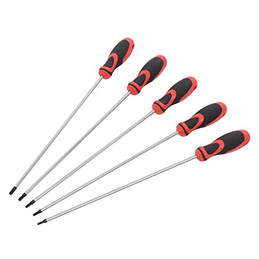 vidaXL Torx Schraubendreher Set 5-tlg. Schraubenzieher Set Schlüssel KFZ Werkzeug Werkstatt T15 T20 T25 T27 T30 300 mm T-Profil Isolierter Griff